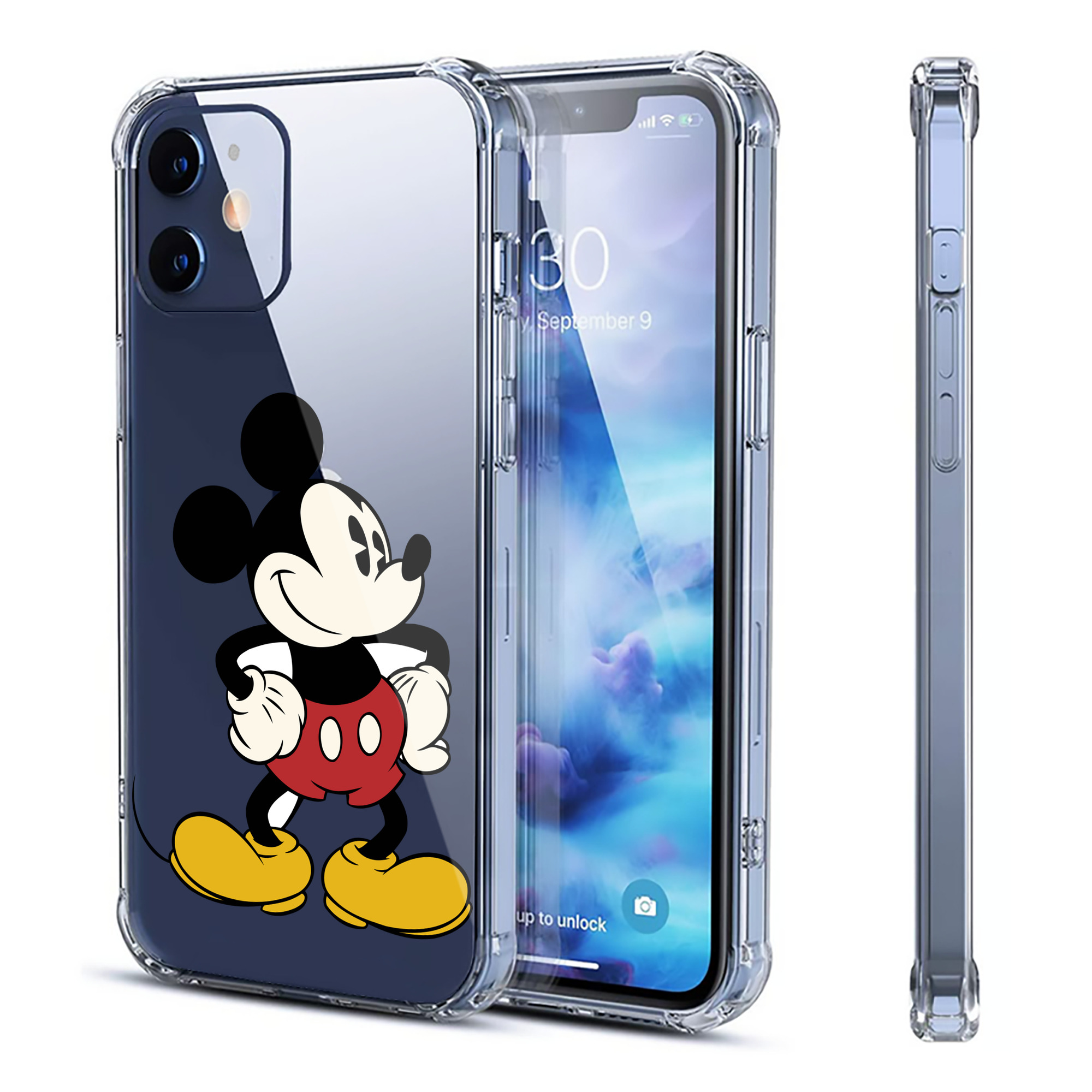 （画像用） ミッキーマウス Mickey Mouse 【iPhone 12シリーズ対応】透明スマホケース（クリアソフトケース）